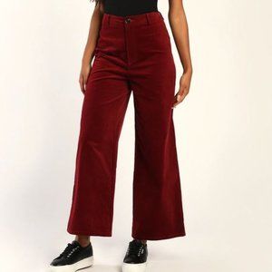Lulus Wine Red Corduroy High Rise Wide-Leg Pants - Size Large